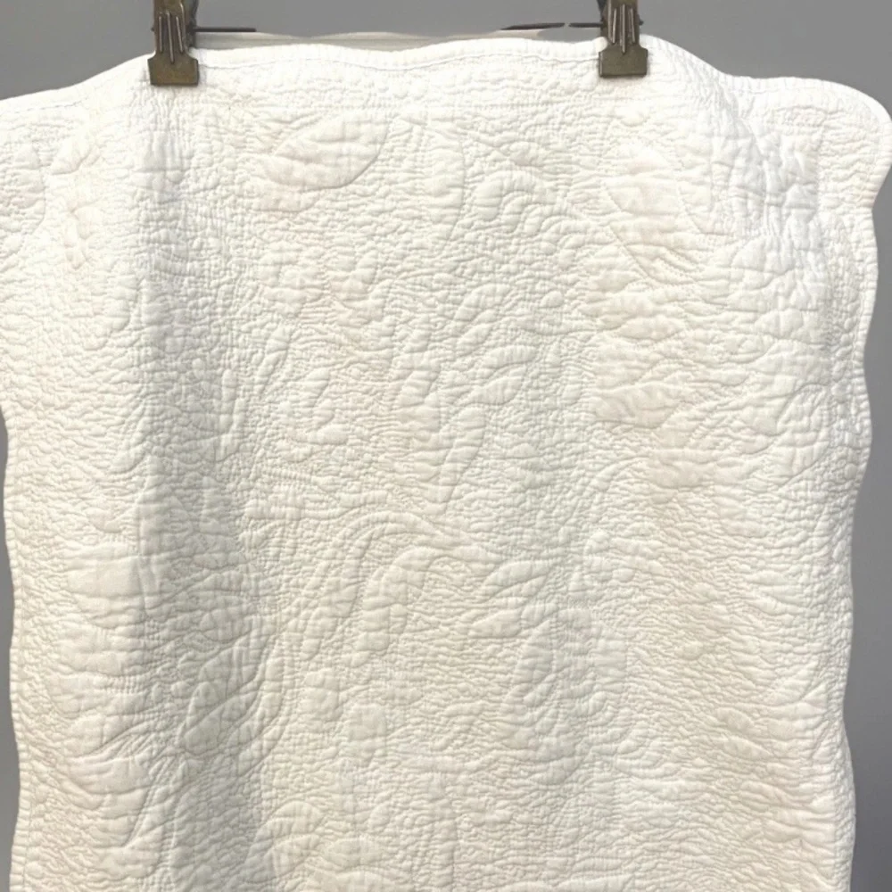 King Pillow Shams White Quilted 100% Cotton  - Pair